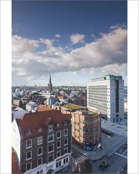 Denmark, Jutland, Aarhus, elevated view of Europaplads Square