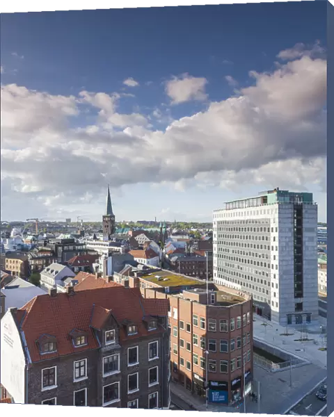 Denmark, Jutland, Aarhus, elevated view of Europaplads Square
