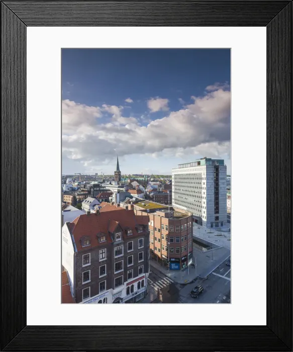 Framed Print : Denmark, Jutland, Aarhus, elevated view of Europaplads Square Framed Print : Denmark, Jutland, Aarhus, elevated view of Europaplads Square