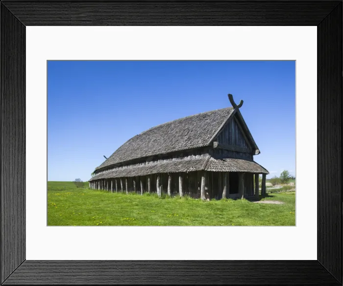 Framed Print : Denmark, Zealand, Trelleborg, Trelleborg Hall, reconstructed Viking House built in 1941 Framed Print : Denmark, Zealand, Trelleborg, Trelleborg Hall, reconstructed Viking House built in 1941