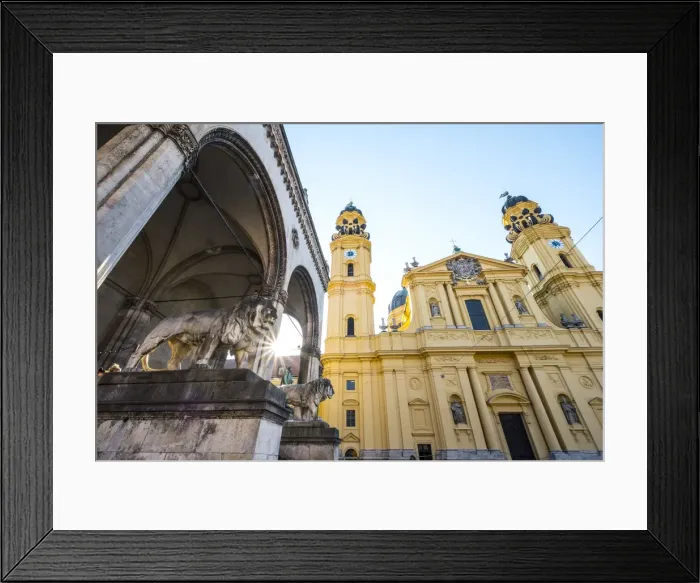 Framed Print : Theatinerkirche, Odeonsplatz, Munich, Bavaria, Germany