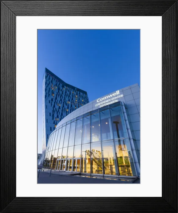 Framed Print : Denmark, Zealand, Copenhagen, Bella Sky Hotel Towers, dusk