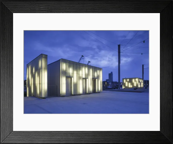 Framed Print : Denmark, Funen, Odense, Havn Harbor Area, renovated harbor buildings, dusk Framed Print : Denmark, Funen, Odense, Havn Harbor Area, renovated harbor buildings, dusk