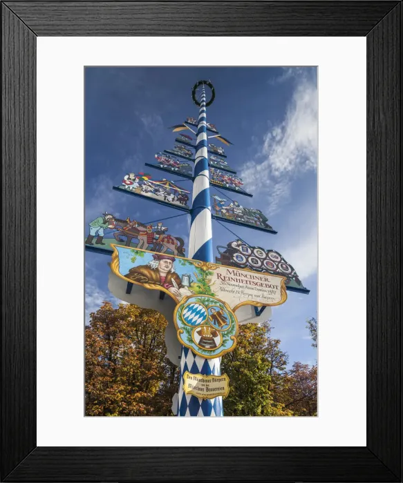 Framed Print : Germany, Bavaria, Munich, Viktualienmarkt, food market, Bavarian maypole Framed Print : Germany, Bavaria, Munich, Viktualienmarkt, food market, Bavarian maypole