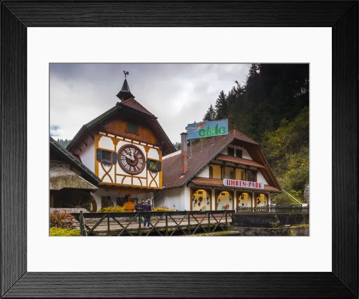 Framed Print : Germany, Baden-Wurttemburg, Black Forest, Triberg, Eble Uhren Park with world s Framed Print : Germany, Baden-Wurttemburg, Black Forest, Triberg, Eble Uhren Park with world s