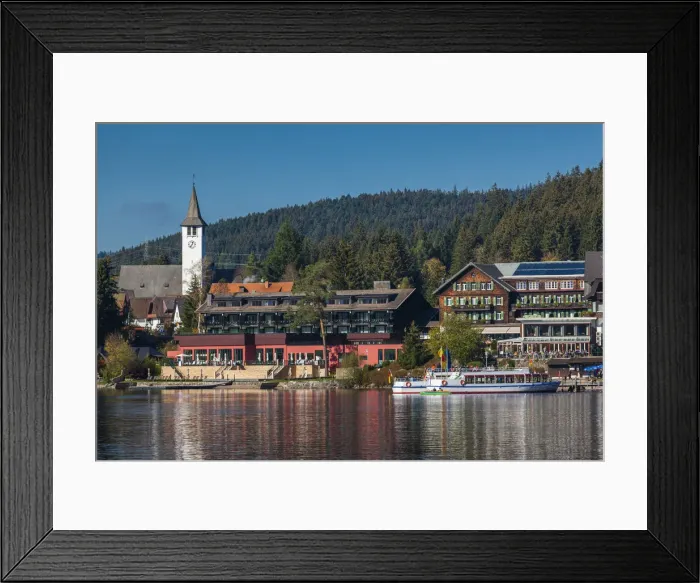 Framed Print : Germany, Baden-Wurttemburg, Black Forest, Titisee-Neustadt, Titisee lake and tourist boat Framed Print : Germany, Baden-Wurttemburg, Black Forest, Titisee-Neustadt, Titisee lake and tourist boat