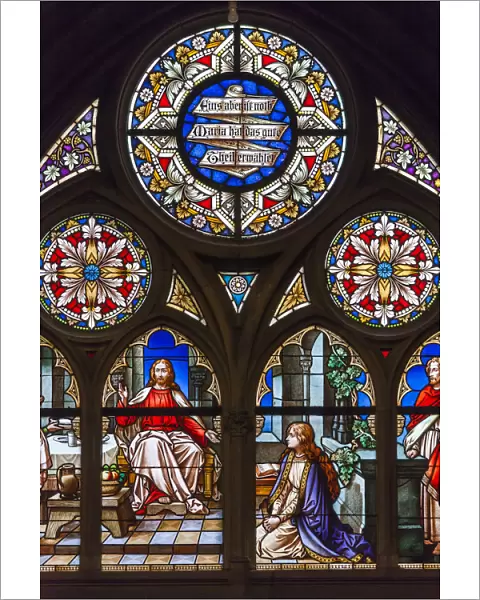 Germany, Rheinland-Pfalz, Speyer, Memorial church, interior, stained glass windows