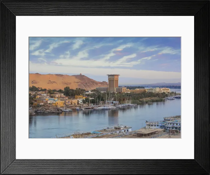 Framed Print : Egypt, Upper Egypt, Aswan, View of River Nile looking towards the Movenpick Resort Framed Print : Egypt, Upper Egypt, Aswan, View of River Nile looking towards the Movenpick Resort