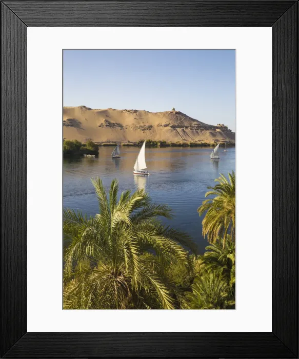 Framed Print : Egypt, Upper Egypt, Aswan, Elephantine Island, View of river Nile and Tombs of Framed Print : Egypt, Upper Egypt, Aswan, Elephantine Island, View of river Nile and Tombs of