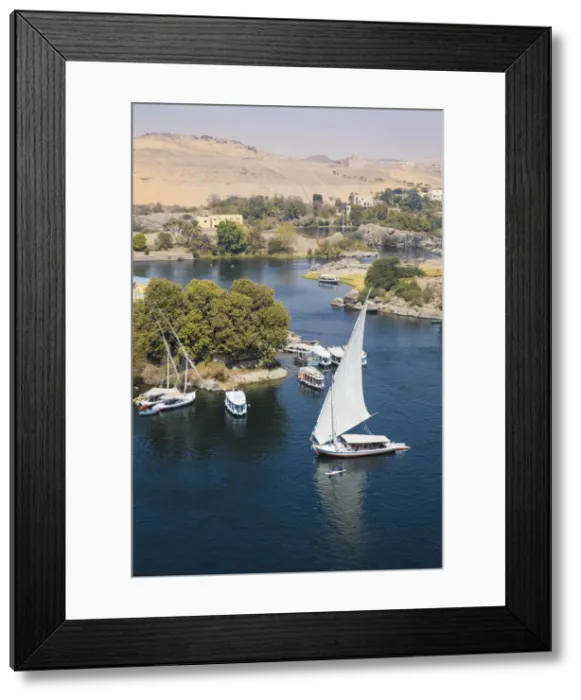 Framed Print : Egypt, Upper Egypt, Aswan, View of The River Nile and The Mausoleum of Aga Khan Framed Print : Egypt, Upper Egypt, Aswan, View of The River Nile and The Mausoleum of Aga Khan