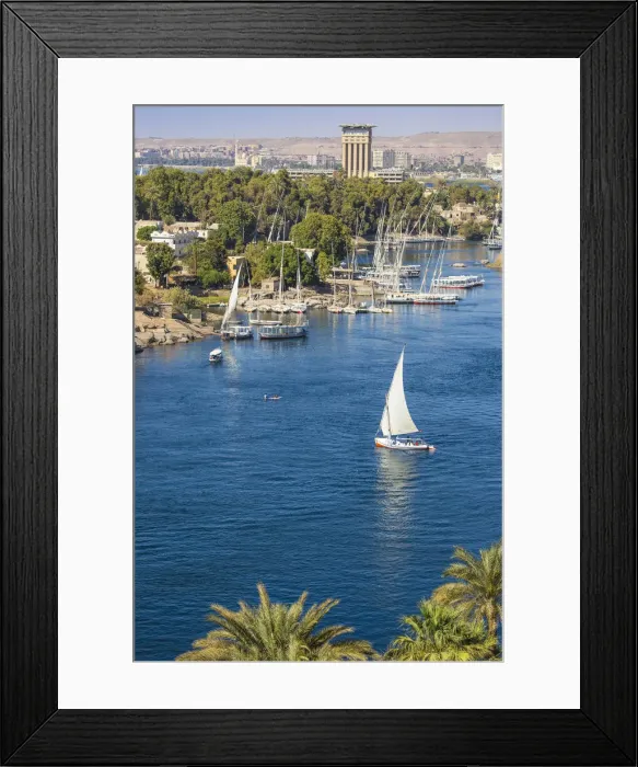 Framed Print : Egypt, Upper Egypt, Aswan, View of Aswan and River Nile Framed Print : Egypt, Upper Egypt, Aswan, View of Aswan and River Nile