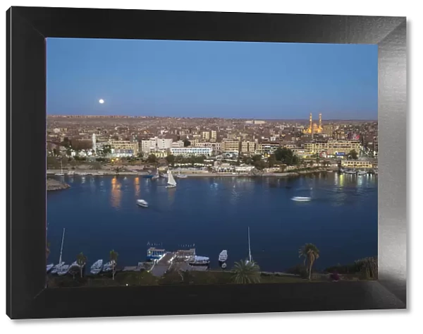 Egypt, Upper Egypt, Aswan, View of Aswan and River Nile