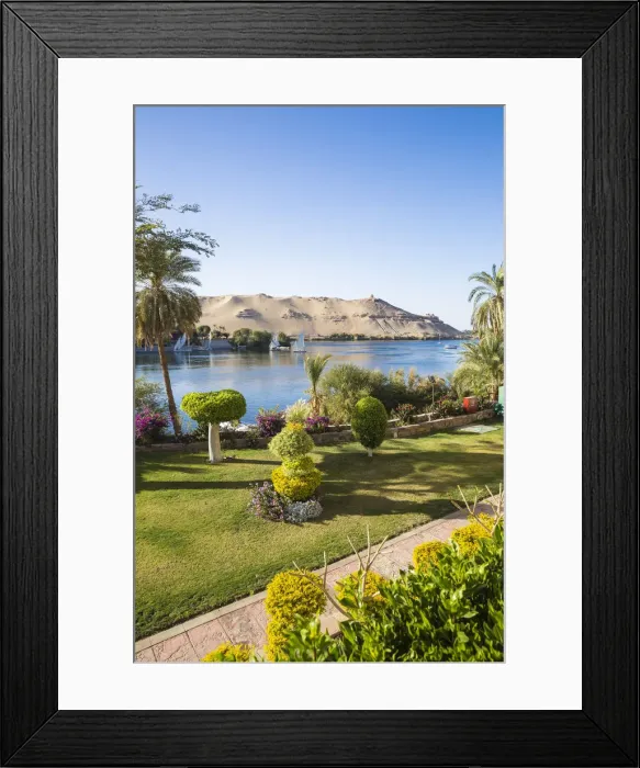 Framed Print : Egypt, Upper Egypt, Aswan, Elephantine Island, View of river Nile and Tombs of Framed Print : Egypt, Upper Egypt, Aswan, Elephantine Island, View of river Nile and Tombs of