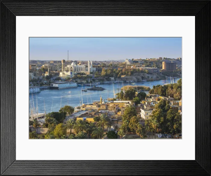 Framed Print : Egypt, Upper Egypt, Aswan, View of Aswan looking over Elephantine Island towards