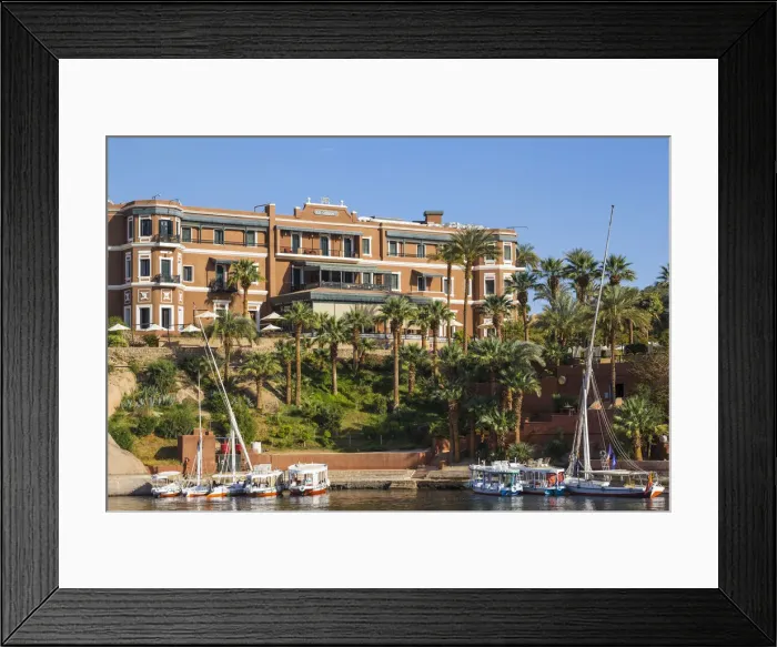Framed Print : Egypt, Upper Egypt, Aswan, Sofitel Legend Old Cataract hotel situated on the banks
