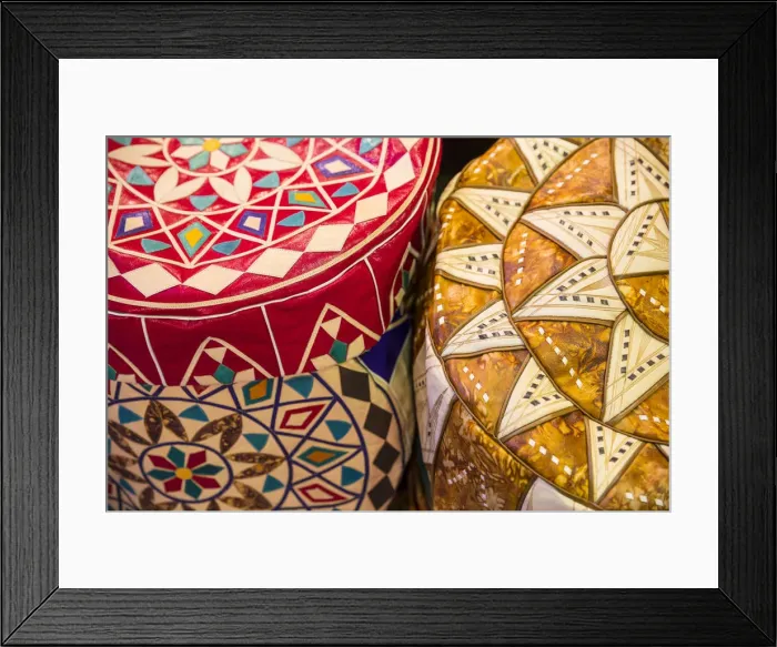 Framed Print : Middle Eastern Leather Poufs, Khan el-Khalili bazaar (Souk), Cairo, Egypt Framed Print : Middle Eastern Leather Poufs, Khan el-Khalili bazaar (Souk), Cairo, Egypt