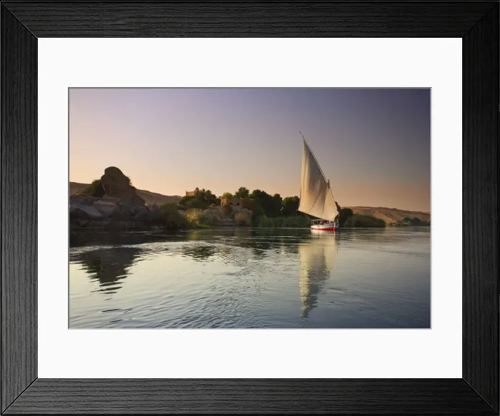Framed Print : Egypt, Aswan, Felucca and Nile River Framed Print : Egypt, Aswan, Felucca and Nile River