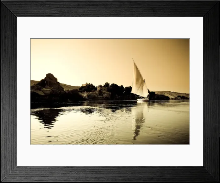 Framed Print : Egypt, Aswan, Felucca and Nile River Framed Print : Egypt, Aswan, Felucca and Nile River