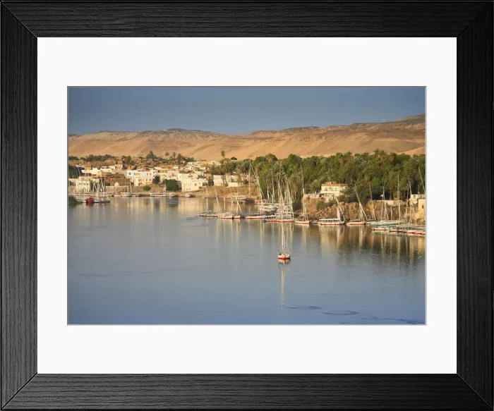 Framed Print : Egypt, Aswan, Feluccas and Nile River ad dawn Framed Print : Egypt, Aswan, Feluccas and Nile River ad dawn