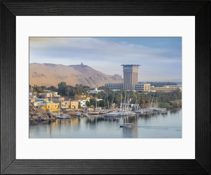 Framed Print : Egypt, Upper Egypt, Aswan, View of River Nile looking towards the Movenpick Resort Framed Print : Egypt, Upper Egypt, Aswan, View of River Nile looking towards the Movenpick Resort