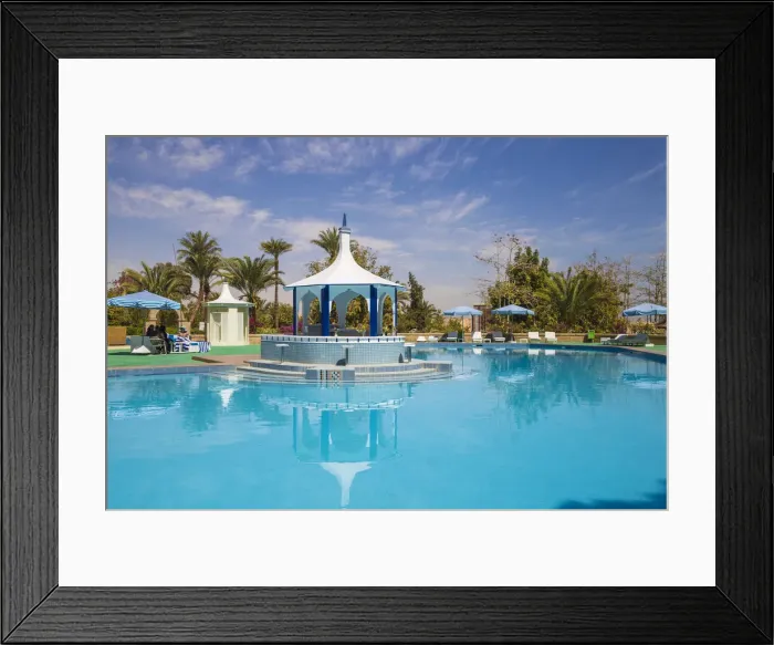 Framed Print : Egypt, Upper Egypt, Aswan, Basma Hotel swimming pool