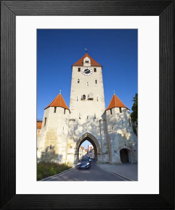 Framed Print : Cars pass under the Eastern Gate, Regensburg, Bavaria, Germany Framed Print : Cars pass under the Eastern Gate, Regensburg, Bavaria, Germany