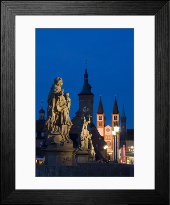 Framed Print : Germany, Bayern  /  Bavaria, Wurzburg, Old Main River Bridge