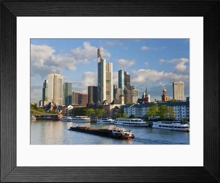 Framed Print : Skyline & Main River early morning, Frankfurt, Hessen, Germany