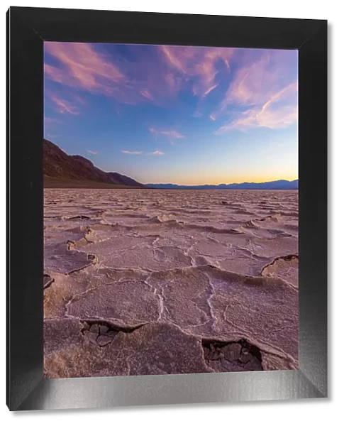 USA, California, Death Valley National Park, Badwater Basin, crust broken into hexagonal