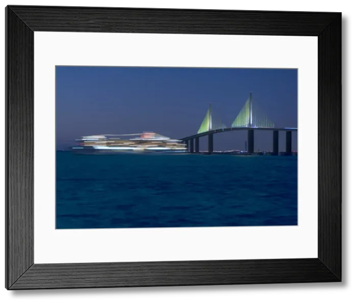 Framed Print : Sunshine Skyway Bridge, Cruise Ship, Tampa Bay, Gulf of Mexico, Saint Petersburg, Florida Framed Print : Sunshine Skyway Bridge, Cruise Ship, Tampa Bay, Gulf of Mexico, Saint Petersburg, Florida