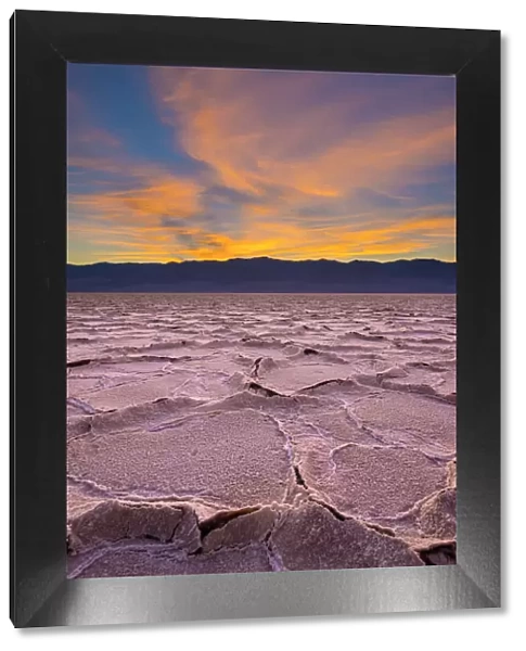 USA, California, Death Valley National Park, Badwater Basin, crust broken into hexagonal