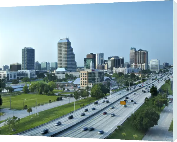 USA, Florida, Orlando, Downtown Skyline & Interstate 4