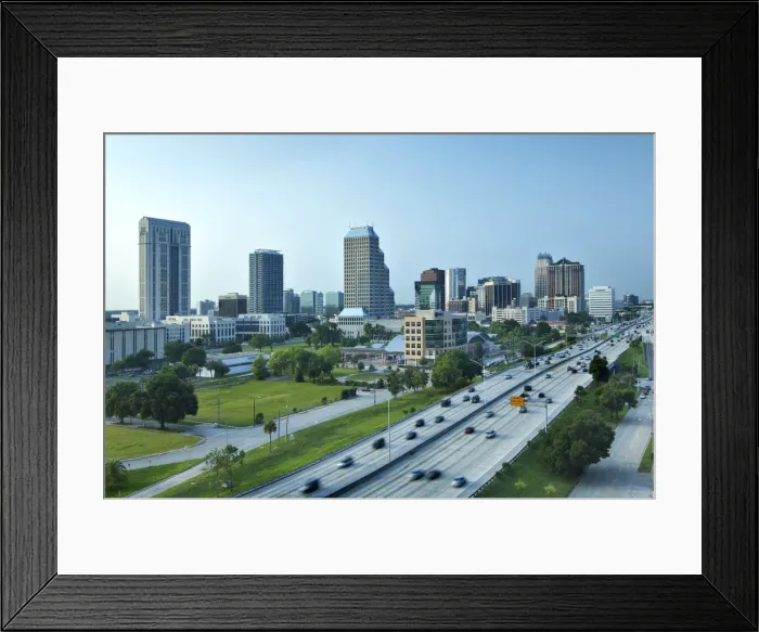 Framed Print : USA, Florida, Orlando, Downtown Skyline & Interstate 4 Framed Print : USA, Florida, Orlando, Downtown Skyline & Interstate 4
