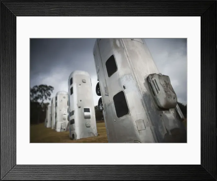 Framed Print : USA, Florida, Dover, Airstream Ranch, burried aluminum car trailers, defocussed Framed Print : USA, Florida, Dover, Airstream Ranch, burried aluminum car trailers, defocussed