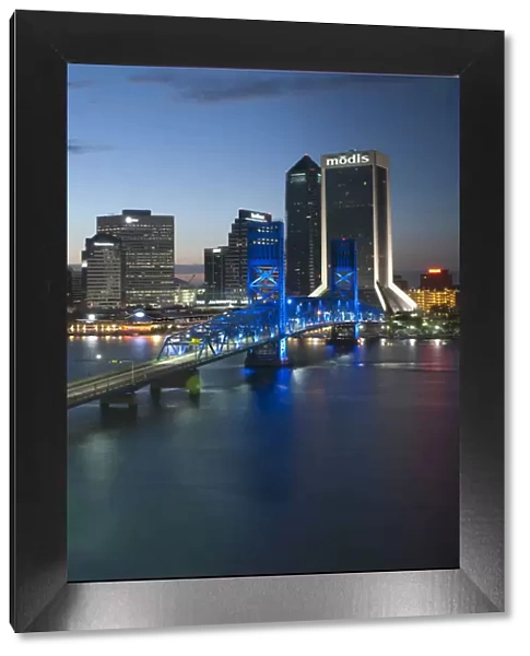 USA, Florida, Jacksonville Skyline & Main Street Bridge over Saint Johns River