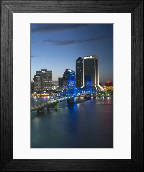 Framed Print : USA, Florida, Jacksonville Skyline & Main Street Bridge over Saint Johns River Framed Print : USA, Florida, Jacksonville Skyline & Main Street Bridge over Saint Johns River