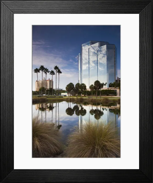 Framed Print : USA, Florida, Sarasota, skyline and One Sarasota Tower building