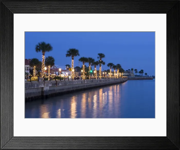 Framed Print : USA, Florida, Saint Augustine, Nights of Lights Christmas Celebration, Palm Framed Print : USA, Florida, Saint Augustine, Nights of Lights Christmas Celebration, Palm