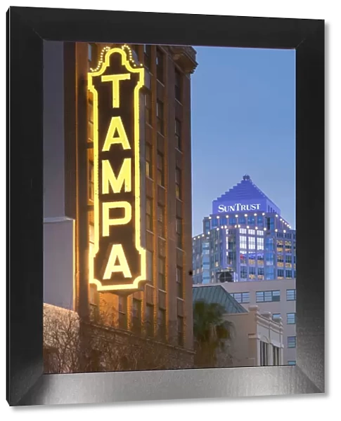 USA, Florida, Tampa, Tampa Theater, Illuminated Marquee, Built In 1926, Art Deco