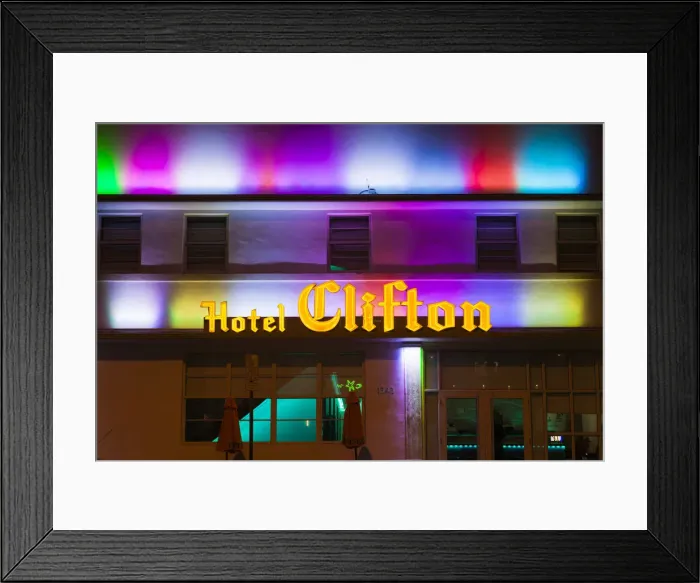 Framed Print : USA, Miami Beach, South Beach, The Clifton Hotel, evening Framed Print : USA, Miami Beach, South Beach, The Clifton Hotel, evening