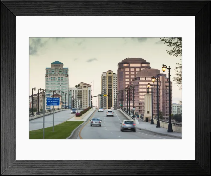 Framed Print : USA, Florida, West Palm Beach, city view with Royal Park Bridge Framed Print : USA, Florida, West Palm Beach, city view with Royal Park Bridge