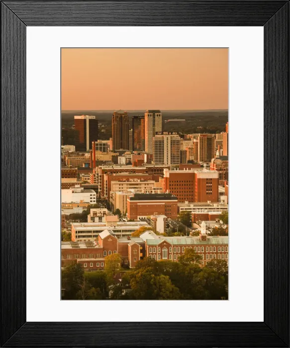 Framed Print : USA, Alabama, Birmingham, high angle view from Vulcan Park, dusk Framed Print : USA, Alabama, Birmingham, high angle view from Vulcan Park, dusk