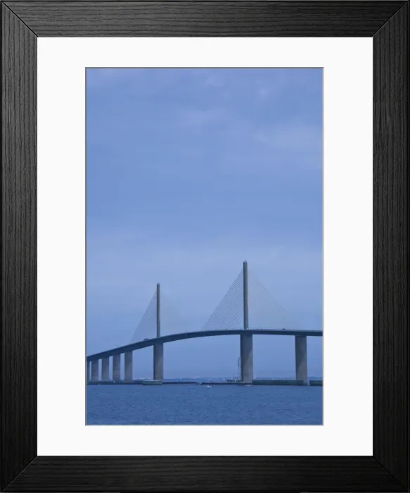 Framed Print : USA, Florida, St. Petersburg Beach, Sunshine Skyway bridge. Tampa Bay, morning Framed Print : USA, Florida, St. Petersburg Beach, Sunshine Skyway bridge. Tampa Bay, morning