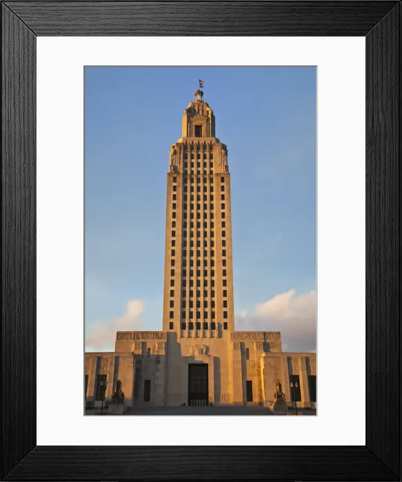 Framed Print : USA, Louisiana, Baton Rouge, Louisiana State Capitol, b. 1931, sunset Framed Print : USA, Louisiana, Baton Rouge, Louisiana State Capitol, b. 1931, sunset