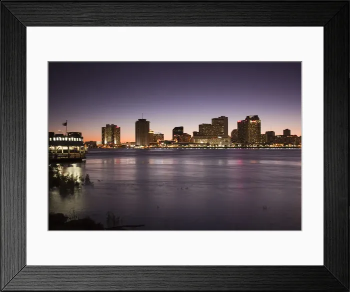 Framed Print : USA, Louisiana, New Orleans, city skyline from Algiers, Algiers ferry, and Mississippi Framed Print : USA, Louisiana, New Orleans, city skyline from Algiers, Algiers ferry, and Mississippi