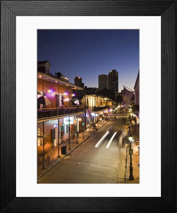 Framed Print : USA, Louisiana, New Orleans, French Quarter, Bourbon Street and city skyline, elevated Framed Print : USA, Louisiana, New Orleans, French Quarter, Bourbon Street and city skyline, elevated