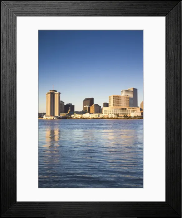 Framed Print : USA, Louisiana, New Orleans, skyline and the Mississippi River from Algiers, morning Framed Print : USA, Louisiana, New Orleans, skyline and the Mississippi River from Algiers, morning