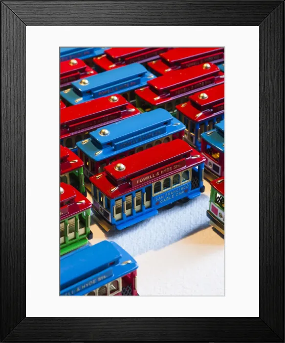 Framed Print : USA, California, San Francisco, miniature San Francisco cable car toys Framed Print : USA, California, San Francisco, miniature San Francisco cable car toys