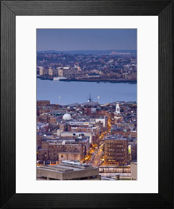 Framed Print : USA, Massachusetts, Boston, high angle view of The North End, LIttle Italy, by Hanover Framed Print : USA, Massachusetts, Boston, high angle view of The North End, LIttle Italy, by Hanover