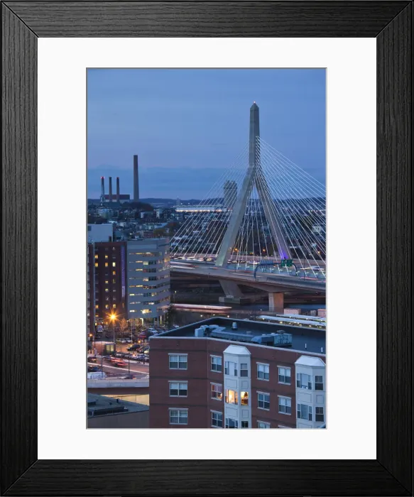 Framed Print : USA, Massachusetts, Boston, Leonard Zakim Bridge, Rt. 93, dusk Framed Print : USA, Massachusetts, Boston, Leonard Zakim Bridge, Rt. 93, dusk